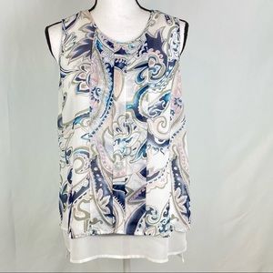 Daniel Rainn Sleeveless High/Low Layered Floral Tunic Size Med
